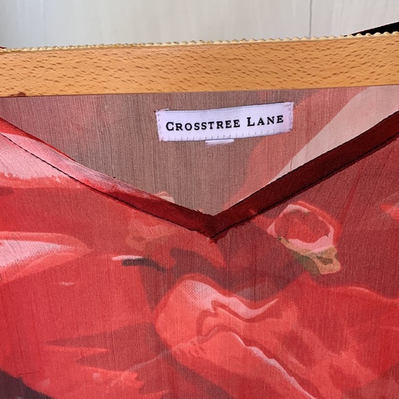 Cross tree Lane Sheer Floral Blouse Peasant Romantic Style Top - Picture 3 of 6